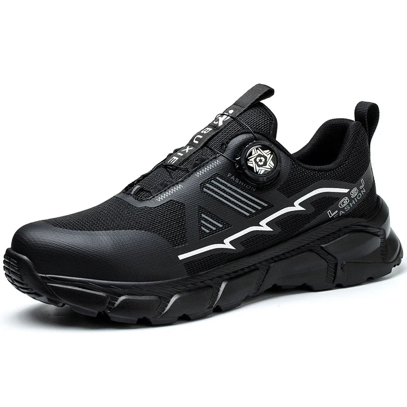 Lightweight Breathable Rotary Buckle Work Sneakers Protective Shoes Safety Industrial Puncture-Proof Anti-smash Steel Toe Shoes