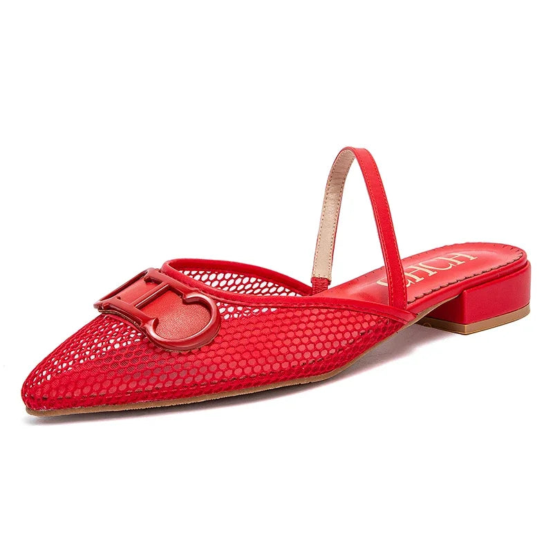 Women's Shoes Fashion Classic Pointed Design Female Commuting Flat Shoes Summer Popular Hollow Design Ladies Low Heel Shoes