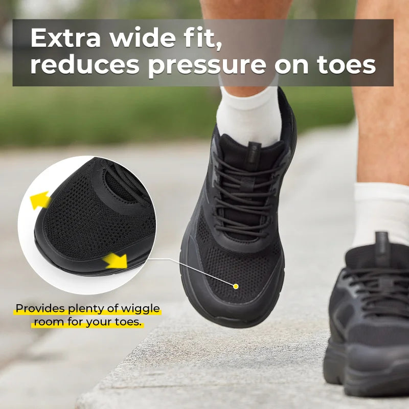 FitVille Men'S Wide Toe Walking Shoes Lightweight Non-Slip Walking Tennis Shoe Cushioning Slip-On Comfortable Relieve pain