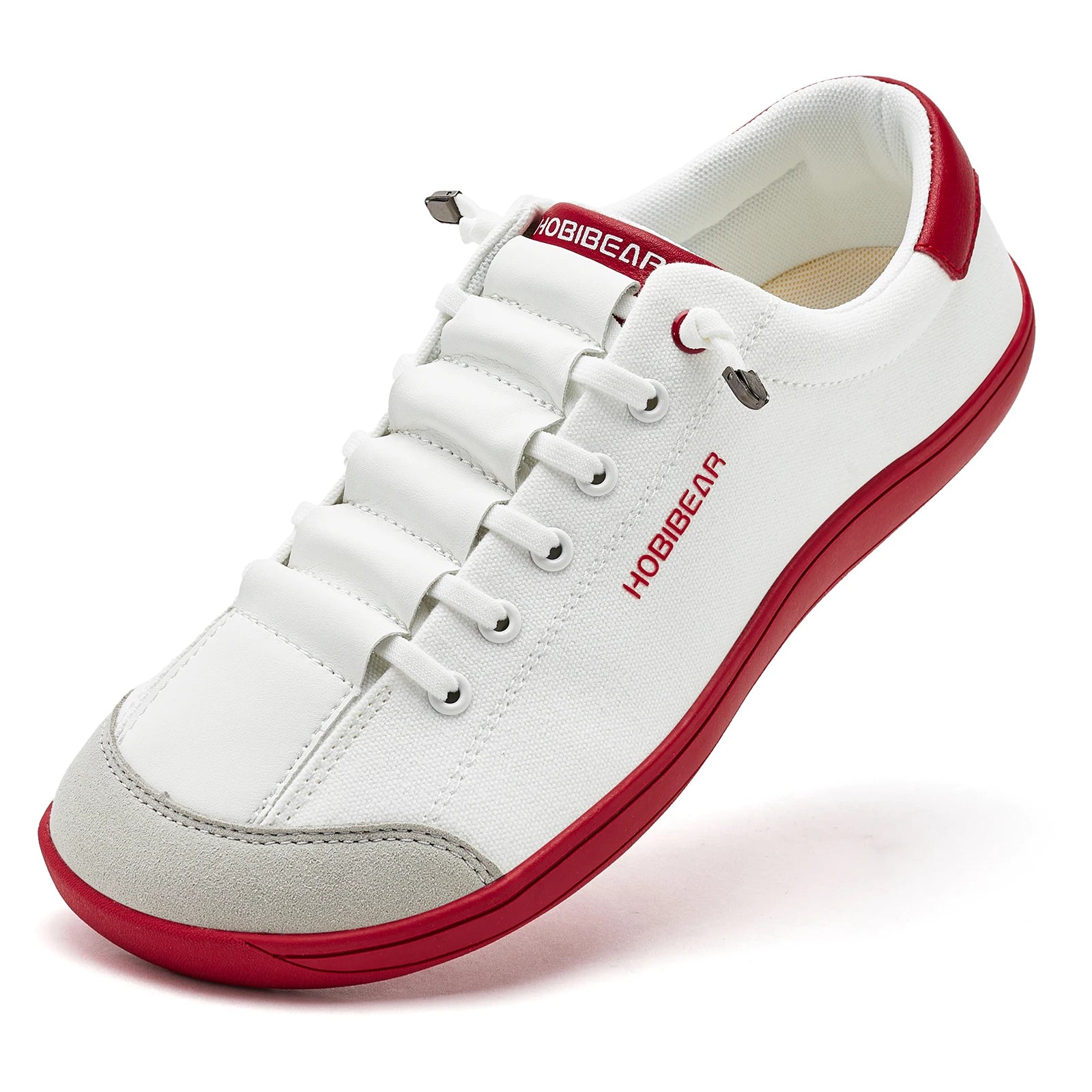 HOBIBEAR Wide Toe Barefoot Shoes for Unisex Minimalist Artificial Leather Sneakers Lightweight Adjustable Slip On Walking Shoes