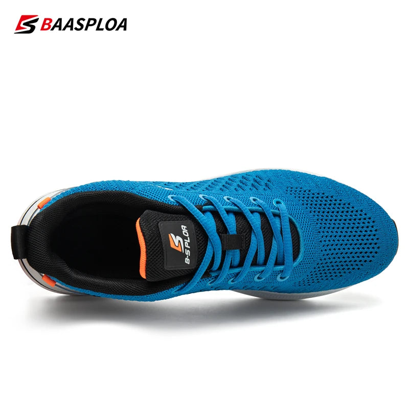 Baasploa Men's Running Shoes New Fashion Lightweight Mesh Breathable Walking Shoes Male Outdoor Casual Lace-Up Sports Shoes
