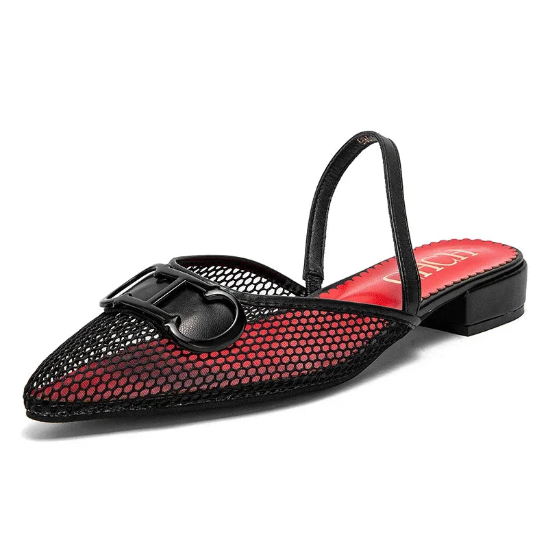 Women's Shoes Fashion Classic Pointed Design Female Commuting Flat Shoes Summer Popular Hollow Design Ladies Low Heel Shoes