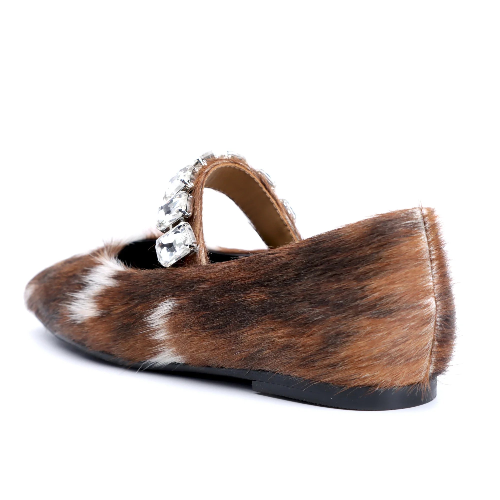 Italy Flat Calf Hair Mary Jane Shoes Women 2025 Designer Luxury High Quality Shoes ladies Ballet Leather Flats Casual Footwear