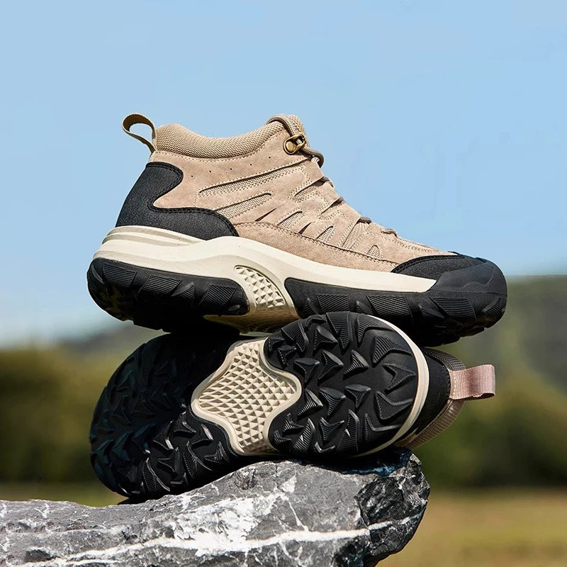 GOLDEN CAMEL Hiking Shoes Thick-Soled Men's Winter Boots Mid-top Trekking Shoes for Men 2024 New Casual Climbing Non-slip