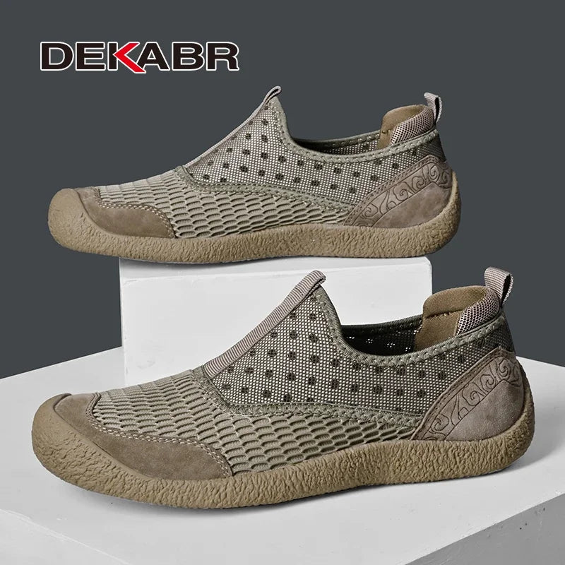 DEKABR Male Casual Shoes Breathable Mesh Summer Comfortable Non-Slip Rubber Outsole Shoes