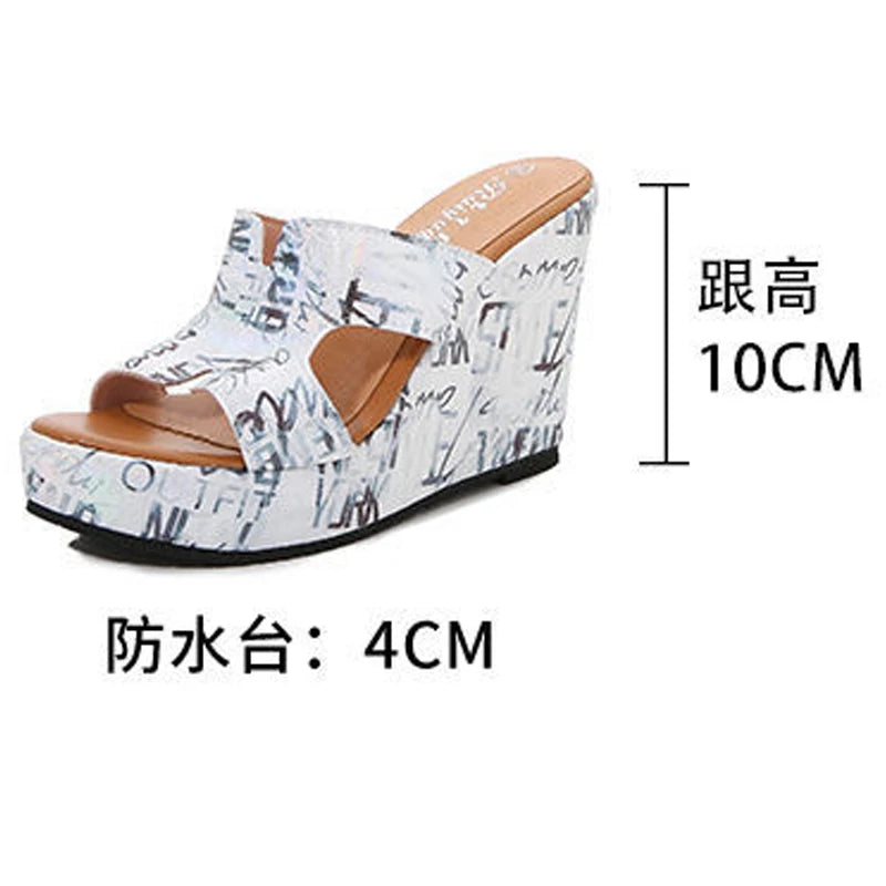 Fujin 15cm New Microfiber Platform Wedge Slippers Shoes Fashion Women Summer Sandal Slides Beach Shoes Girls Slip on High Heel