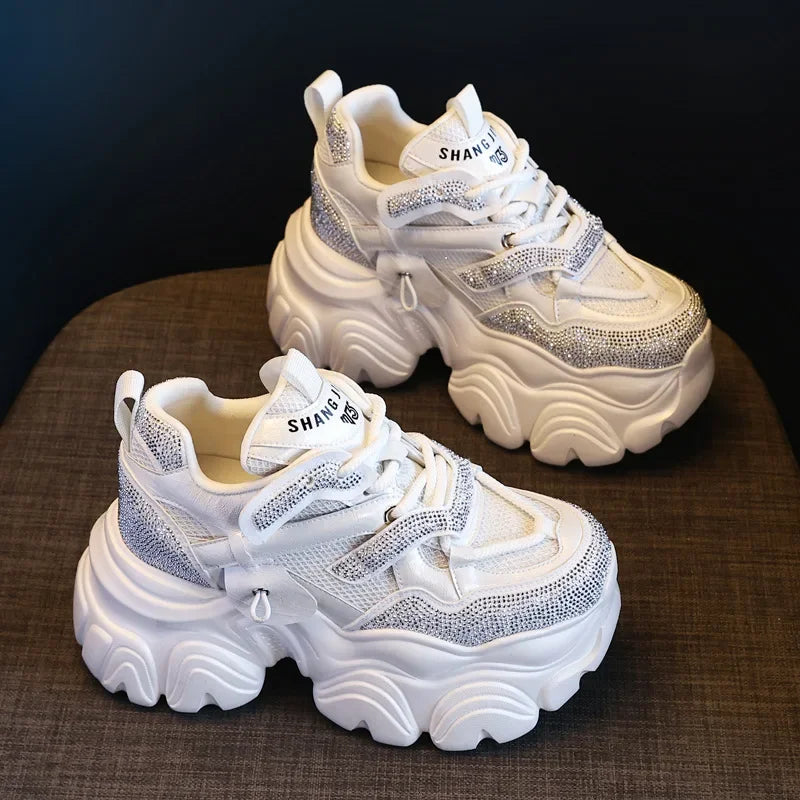 Koznoy 10cm Air Mesh Microfiber Leather Vulcanize Platform Wedge Flats Comfy Summer Chunky Sneaker Hollow Women Sandals Shoes