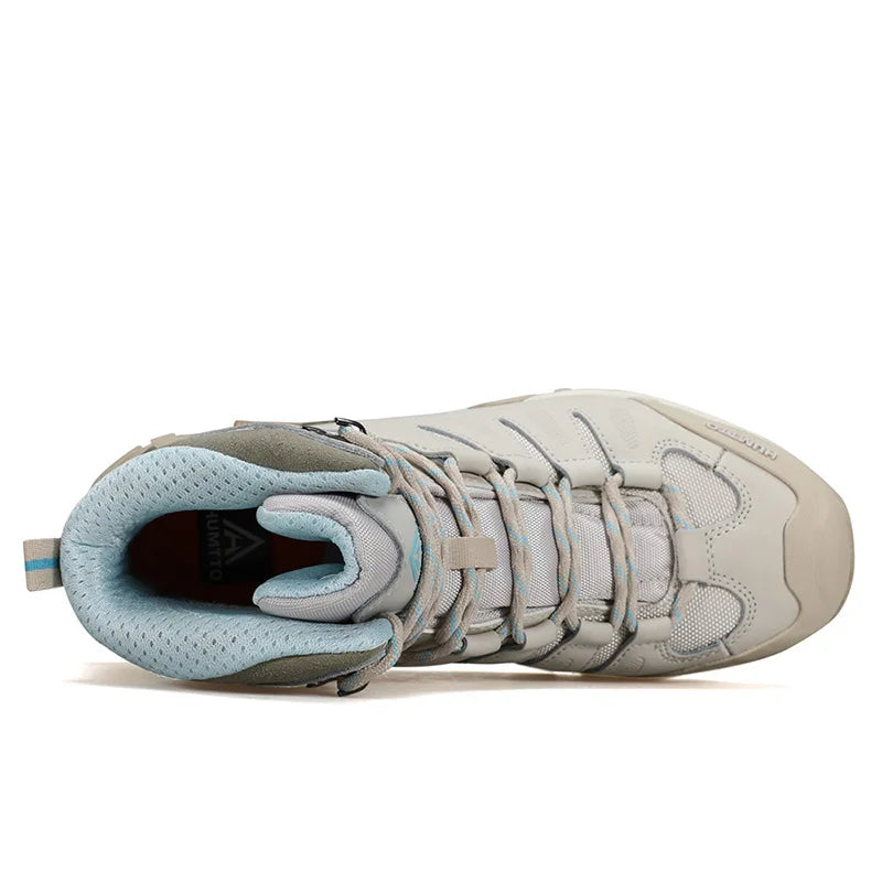 HUMTTO Chaussures de randonnée en cuir pour femmes, baskets de sport antidérapantes, respirantes et de sécurité pour l'hiver