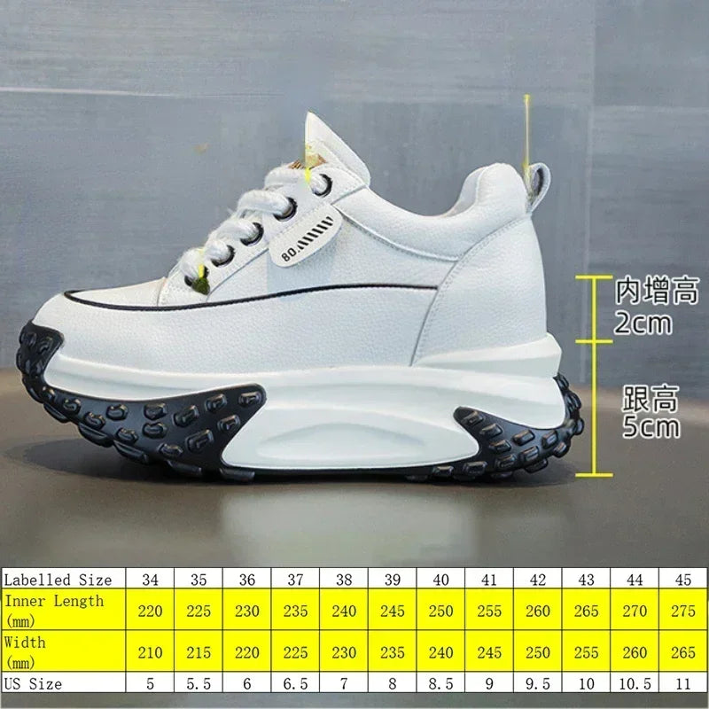 Fujin 2.7 inch 7cm Genuine Leather Platform Wedge Fashion Women Autumn Summer Chunky Sneakers Heel Shoes Breathable Comfortable
