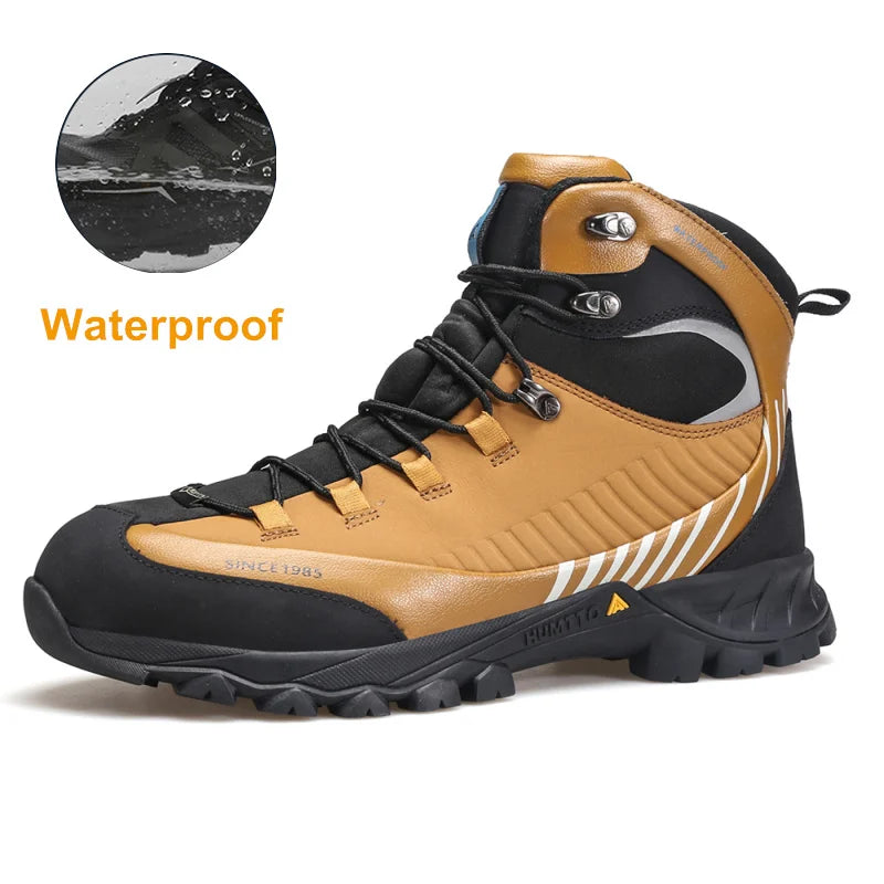 HUMTTO Waterproof Hiking Shoes Luxury Designer Outdoor Trekking Boots for Men Climbing Sneakers Leather Safety Mens Ankle Boots