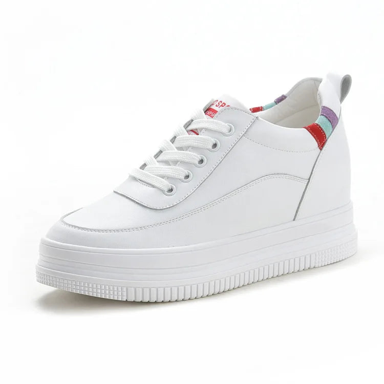 Fujin 7cm Breathable Platform Wedge Sneakers Women Shoes Genuine Leather Heel High Height Increased Spring Autumn Summer Shooes