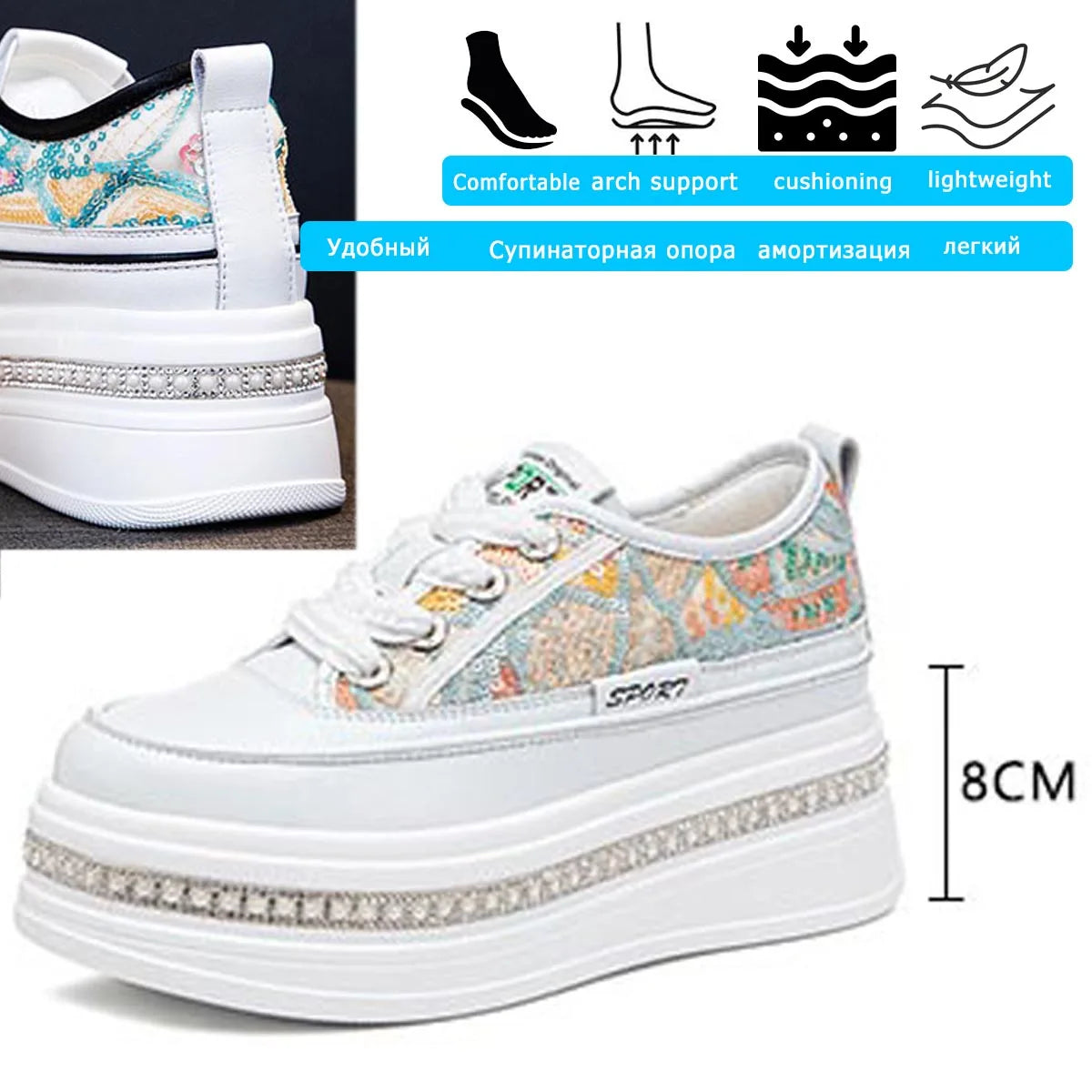 Fujin 8cm Women Sandals Platform Wedge Summer Shoes Air Mesh Sneaker Shoes Mules Shoes Sandals Slides Women Slippers Breathable