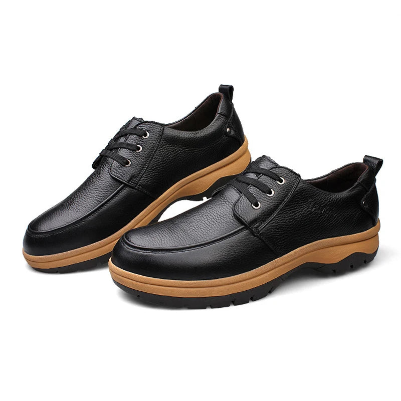Mens Lace Up Leather Shoes Oxfords Outdoor Casual Hiking Trekking Plus Big Size 50 51 52 53 54