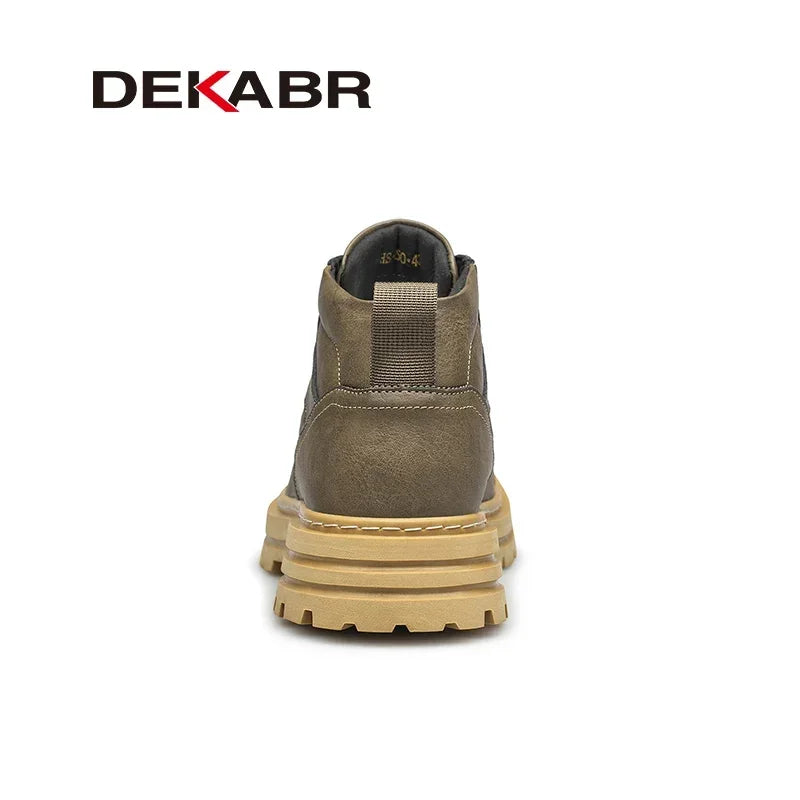 DEKABR Genuine Leather Men's Ankle Boots Luxury Comfortable Style Shoes Casual Personalized Handmade Thick Sole Boots Size 38-48