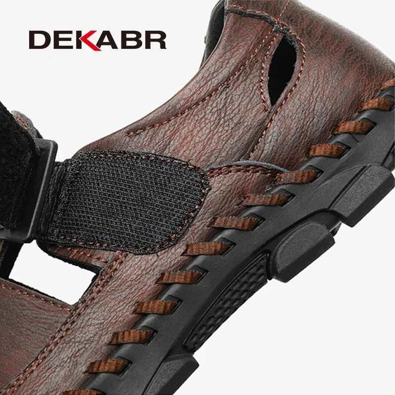 DEKABR Casual Shoes Men Sandals Leather Real Male Sandals Shoes Outdoor Mens Summer Sandals Fashion Comfortable Sandals