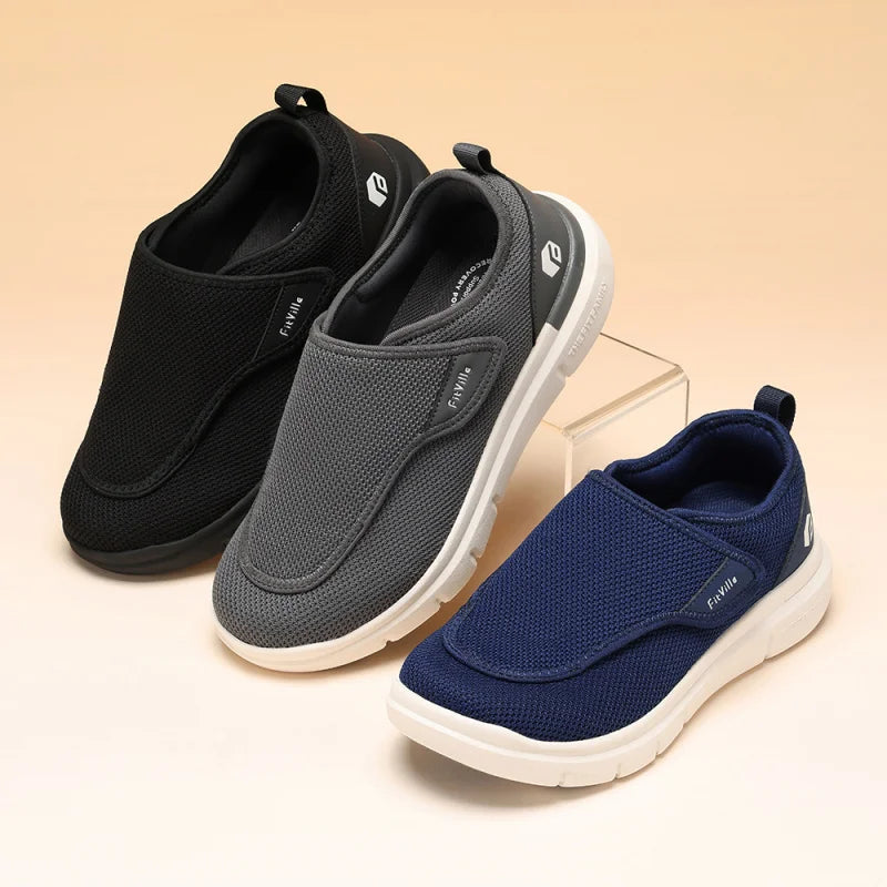 FitVille Extra Wide 2E Men'S Diabetic Shoes For Elder Orthopedics Feet Swollen Adjustable Walking Shoe Elderly Foot Pain Relief