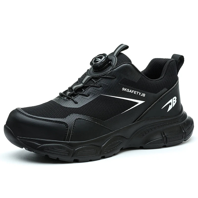 Chaussures de travail respirantes pour hommes, chaussures de sécurité anti-écrasement et anti-perforation, bottes pour hommes, chaussures indestructibles à bouton rotatif, baskets pour hommes