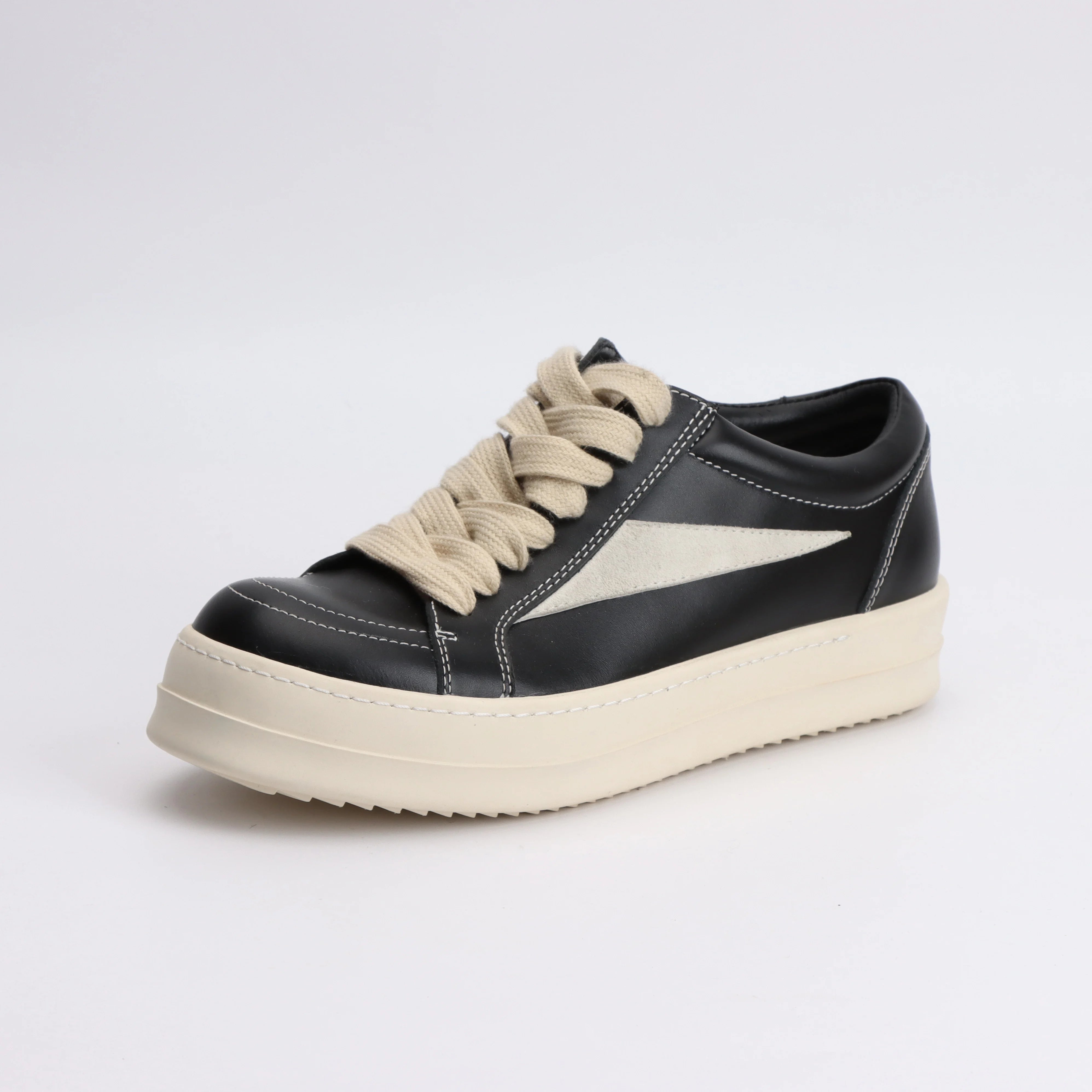 Rick Shoes Low Cut Genuine Leather Thick Sole Black and White Retro Dark Board Shoes Women's Boots Trend 2024 Shoes for Women