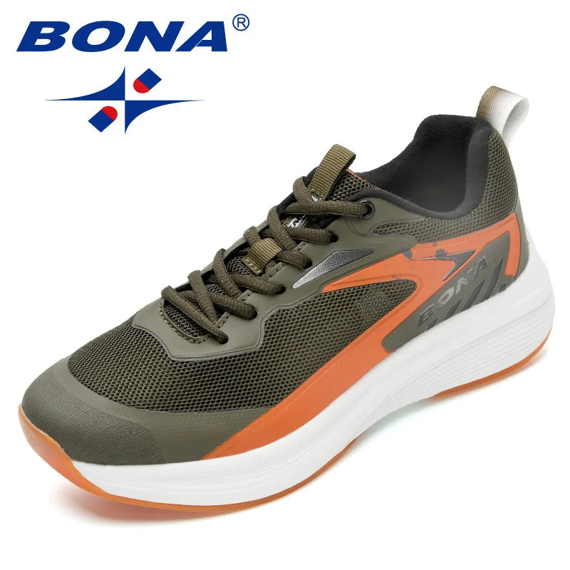 BONA Men's Sports Shoes Comfortable Running Shoes Anti slip Breathable Men's Shoes