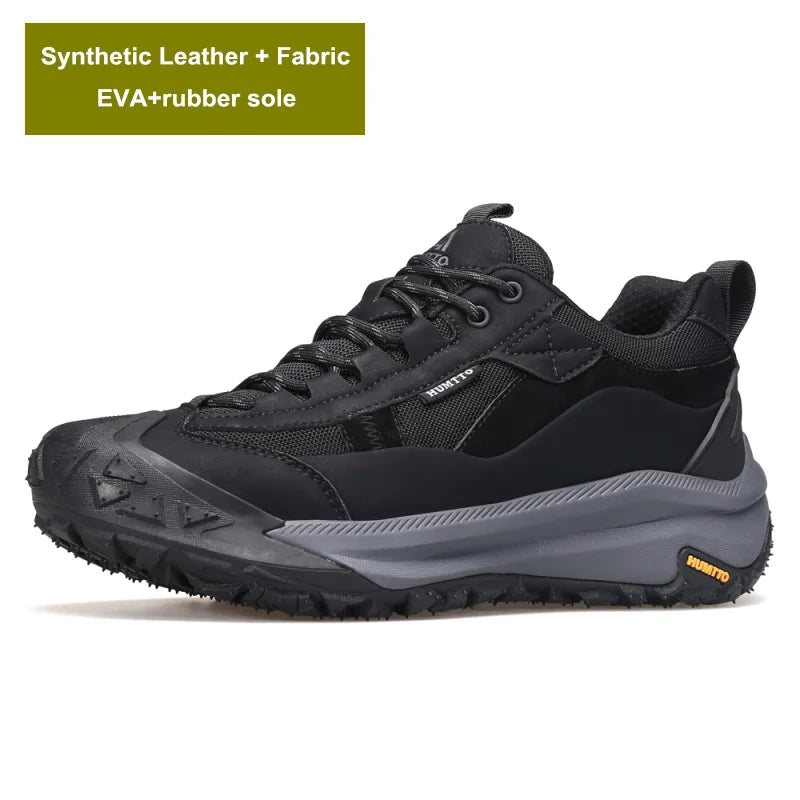 HUMTTO Bottes décontractées en cuir pour hommes Chaussures de randonnée de luxe de créateur Baskets de trekking d'escalade en plein air Chaussures de sport pour hommes Chaussures de marche pour hommes