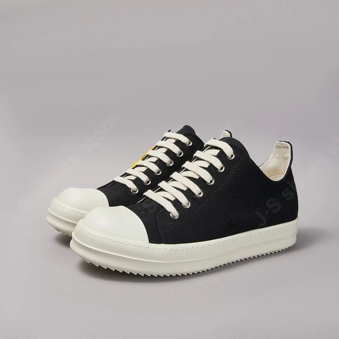 Ro Classic Men Shoe Women Sneakers Black Canvas Low Top Casual Shoes Thick Sole Lace Up Luxury Flat Sneaker