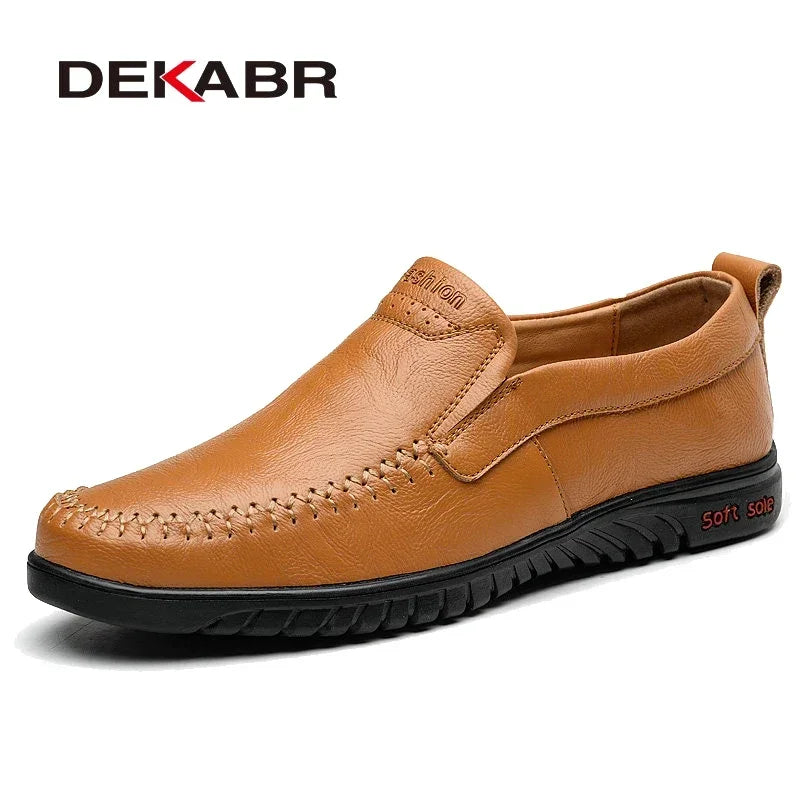DEKABR Genuine Leather Men's Loafers Luxury Men Casual Shoes Fashion Driving Shoes Breathable Slip on Moccasins Size 37~47