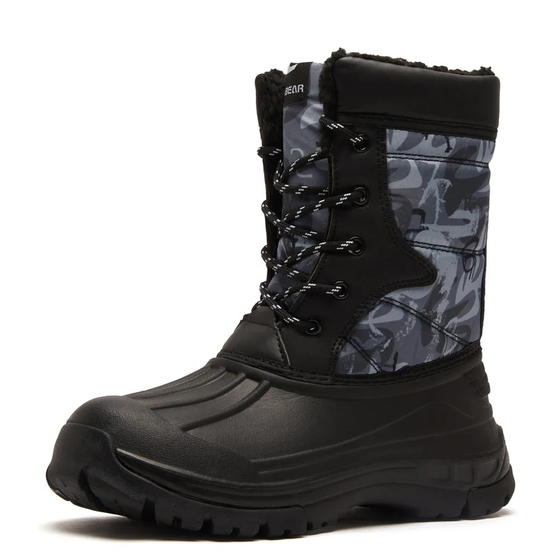 HOBIBEAR Boys Snow Boots with Insulation for Cold Weather Non-Slip Winter Shoes Lace-Up Waterproof Winter Boots