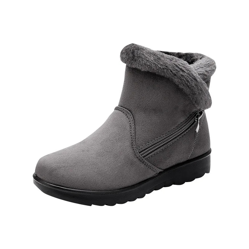 WOIZGIC Femmes Femmes Dames Vieille Mère Chaussures De Neige Bottes Plateforme Tissu De Laine Fermeture Éclair Hiver Peluche Chaud bout rond