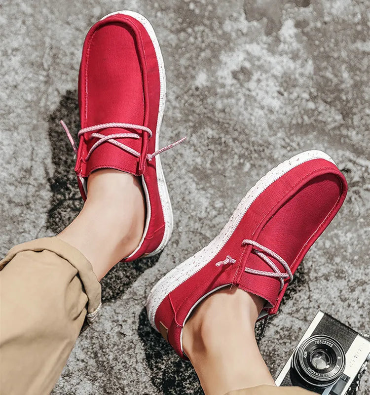 Chaussures décontractées pour hommes, grandes tailles 40-48, baskets plates d'extérieur pour hommes, chaussures bateau légères, mocassins de conduite, chaussures respirantes en toile pour hommes