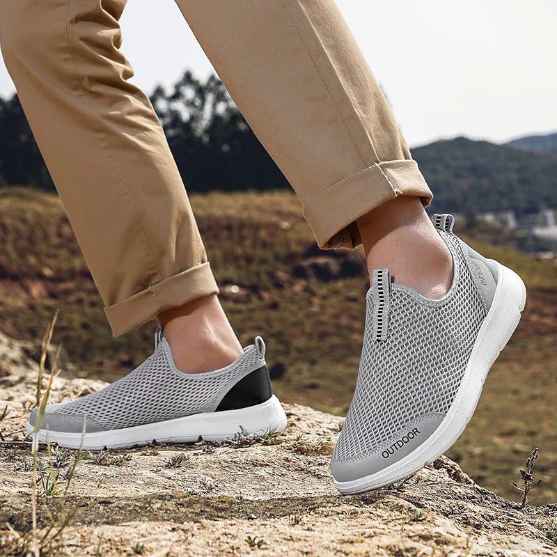 STRONGSHEN Men Casual Shoes Breathable Slip on Male Casual Sneakers Anti-slip Men's Flats Outdoor Walking Shoes Plus Size 39-48