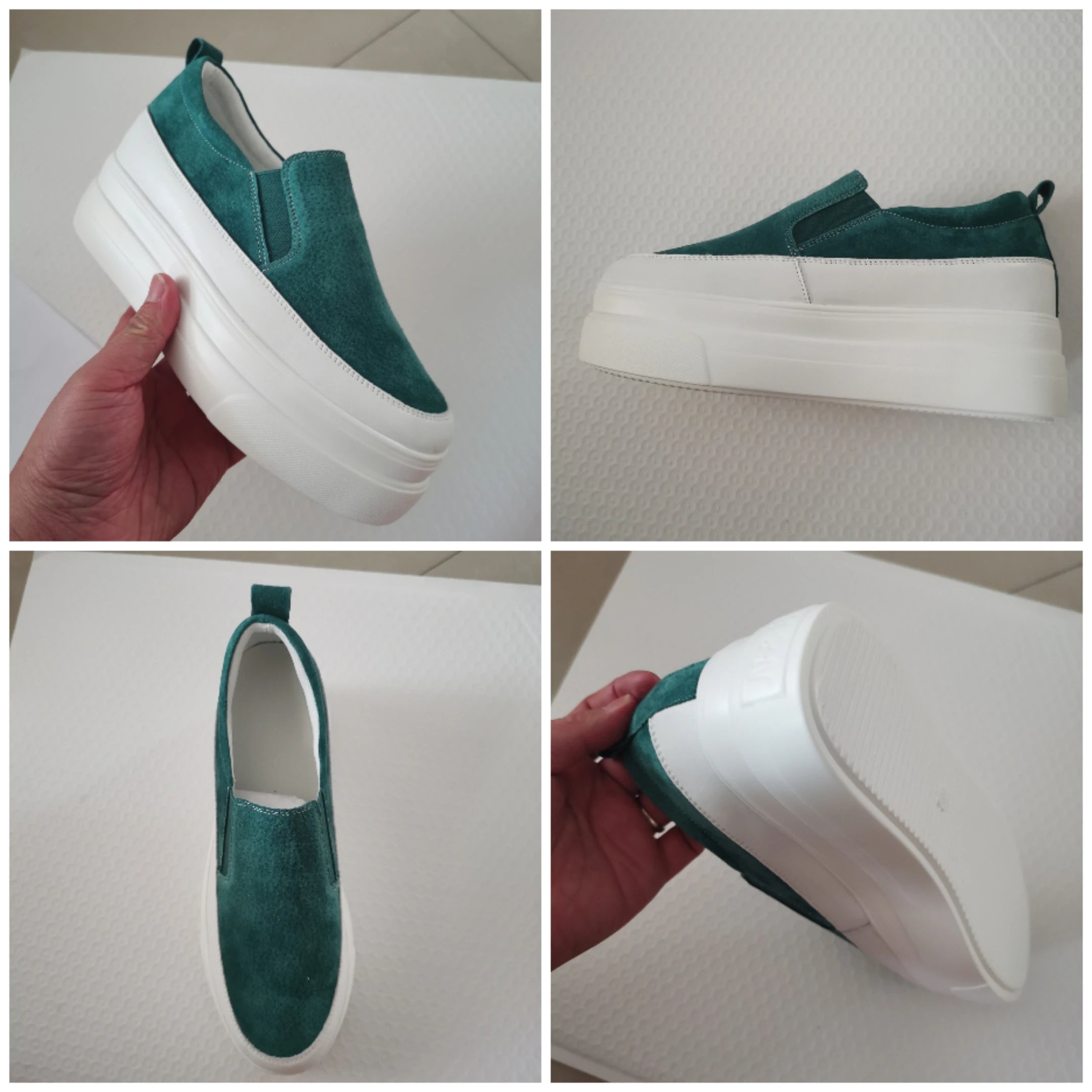 fujin genuine leather women shoes platform wedge sneakers chunky shoes slip on slipon women casual shoes slipony spring autumn