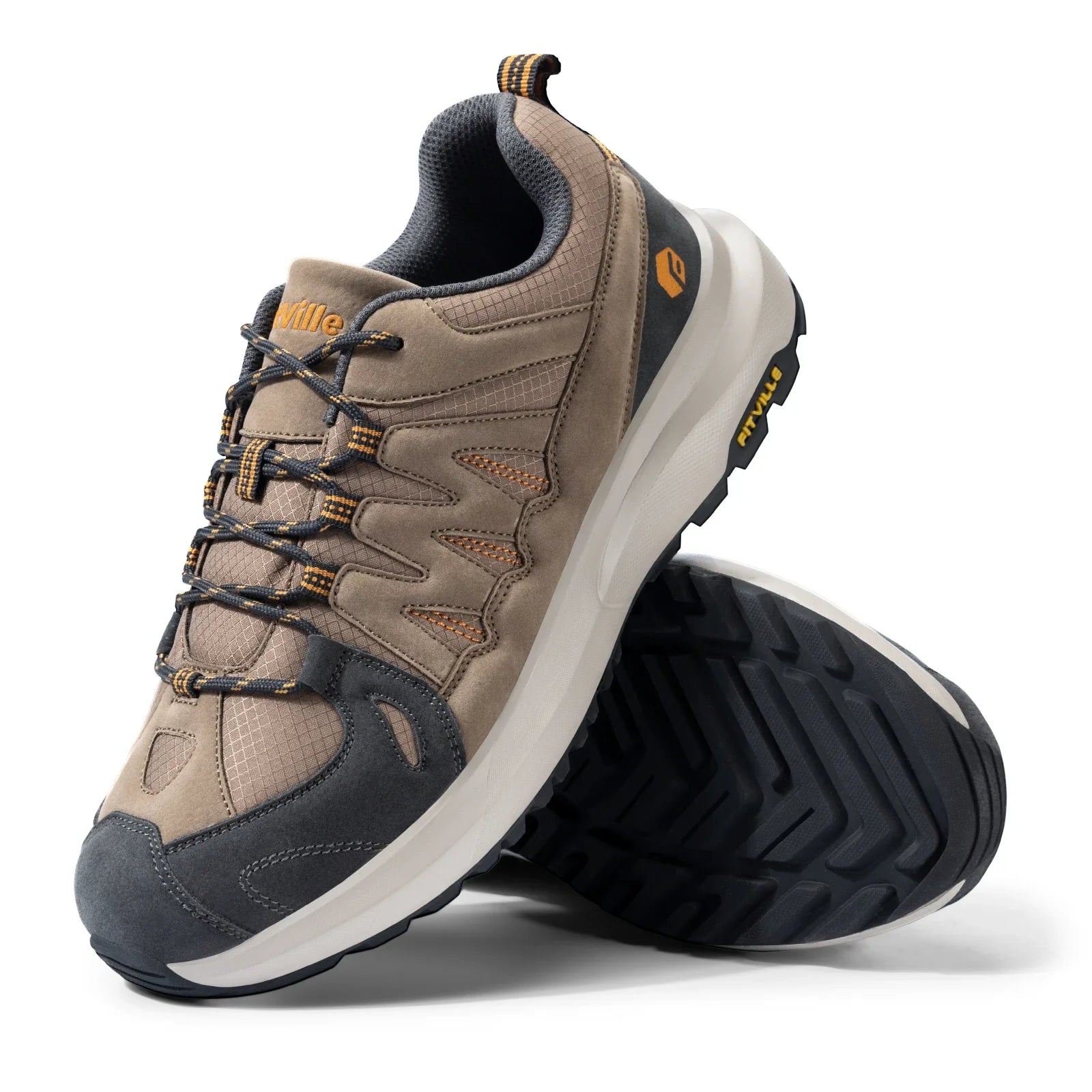 FitVille Wide Men'S Shoes Wide Hiking Waterproof Outdoor  Work Go Walking  Sneakers  With  Arch  Support For Heel Pain Relief