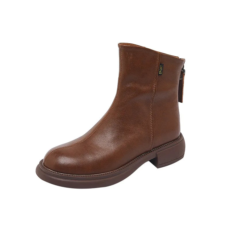 WOIZGIC Femmes Véritable Cuir Femme mère Bottines Chaussures Split Zipper Hiver Fourrure Peluche Chaud Automne Zapatos Mujer Plateforme