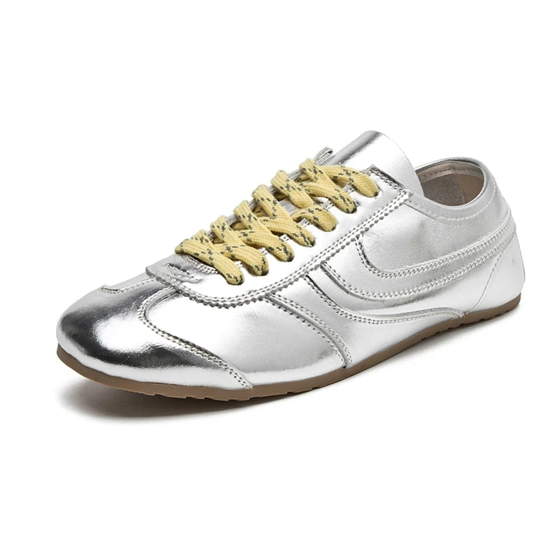 German Training Shoes Women 2025 New Genuine Leather Women Sneakers Flat Lace-up Retro Large Size Forrest Gump Shoes Women