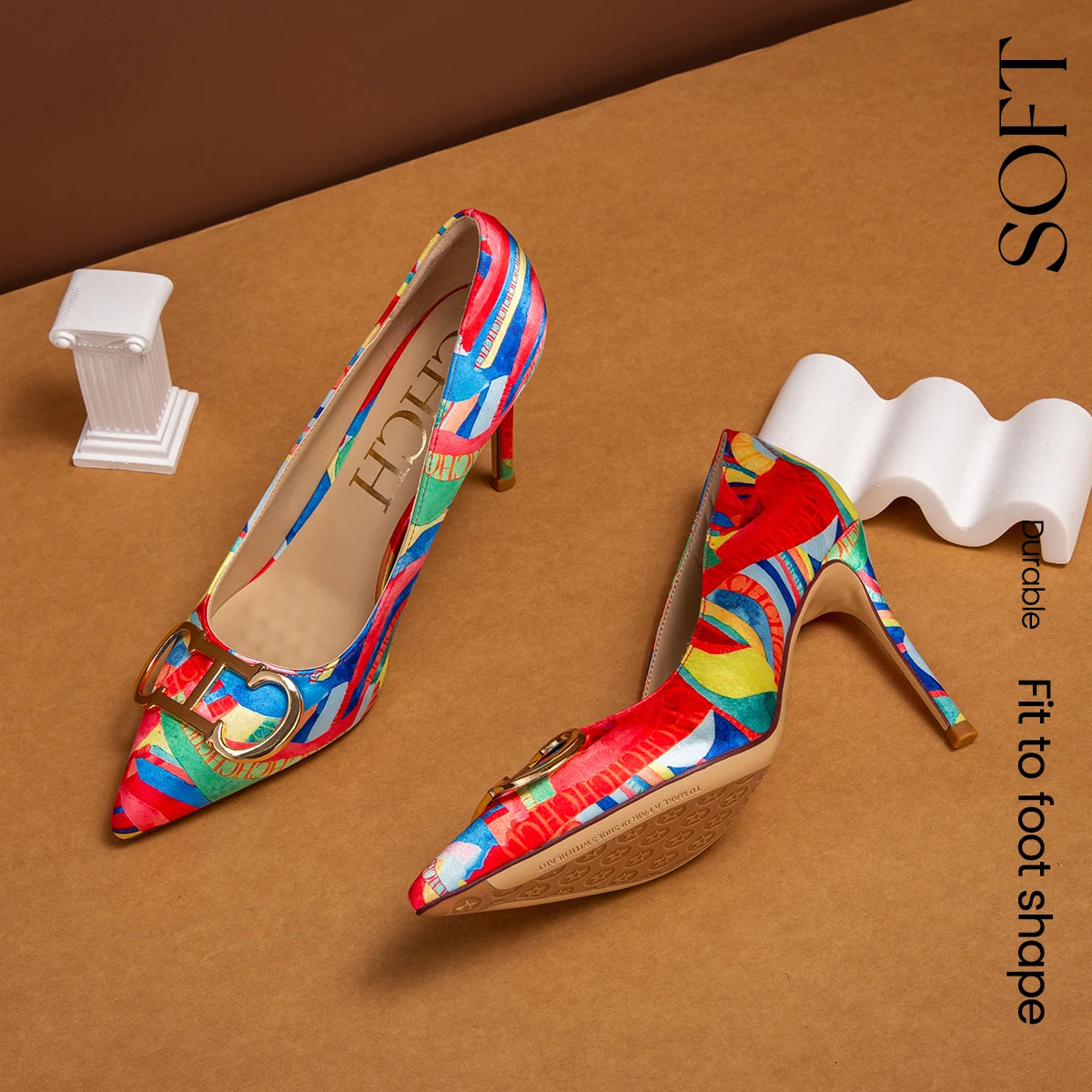 Women's Shoes Luxury High-End Elegant Banquet Female High Heels Classic Fashion Multi-Color Button Design 9cm Lady High Heels ﻿