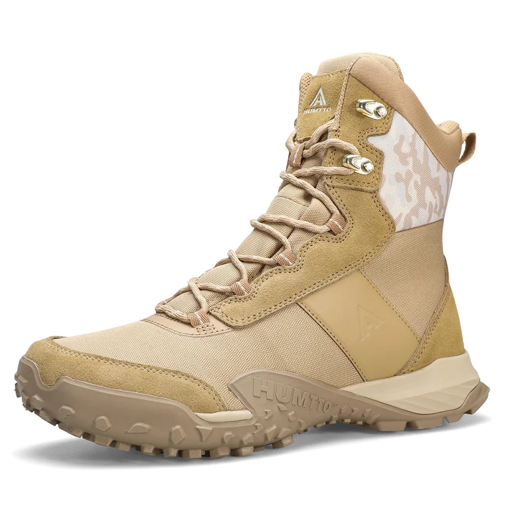 HUMTTO Chaussures de randonnée respirantes en cuir véritable pour hommes, chaussures de sport antidérapantes pour hommes, baskets de sécurité d'extérieur pour l'hiver