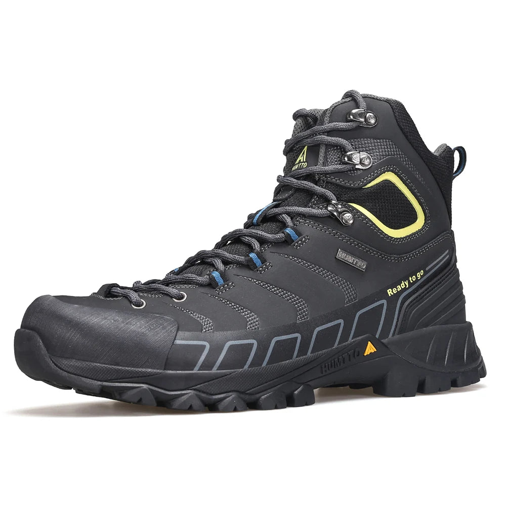 HUMTTO Shoes for Men Genuine Leather Hiking Men's Sports Shoes Non-slip Winter Outdoor Safety Sneakers Breathable Trekking Boots