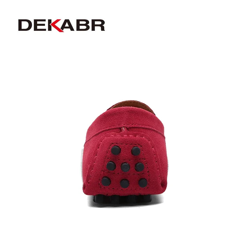 DEKABR Loafers Men New Design Suede Loafers Genuine Leather Slip on Moccasins Men Comfy Red Moccasin Driving Loafers for Men