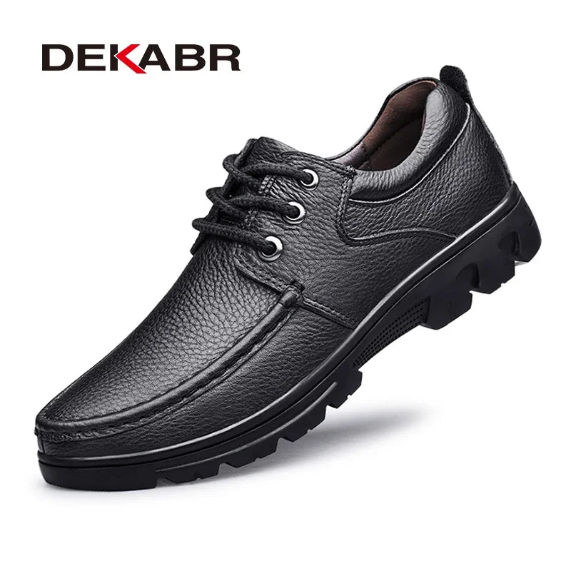 DEKABR New Lace Up Fashion Genuine Leather Casual Men Shoes Designer Comfortable Breathable Loafers Driving Shoes Big Size 37-50