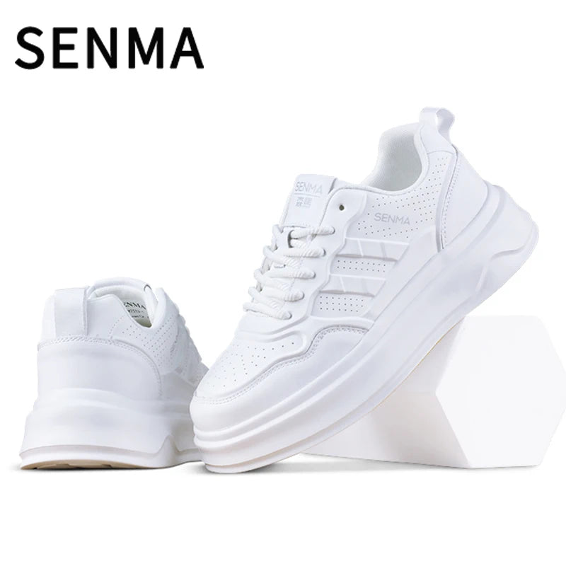 SENMA Men's Shoes 2025 Breathable Sports and Leisure Board Shoes Men's Sneakers Leather Soft Bottom White Tennis / Walking Shoes