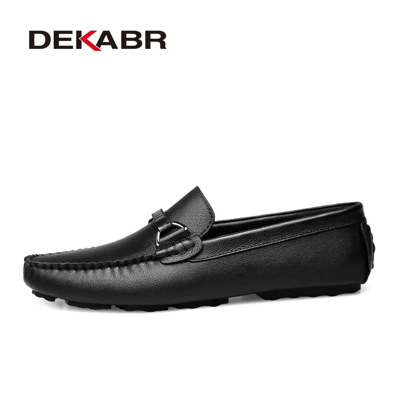 DEKABR Summer Loafers Men Luxury Brand Moccasins Shoes Men Leather Loafers Shoes Slip on Non-Slip Working Office Loafers for Men