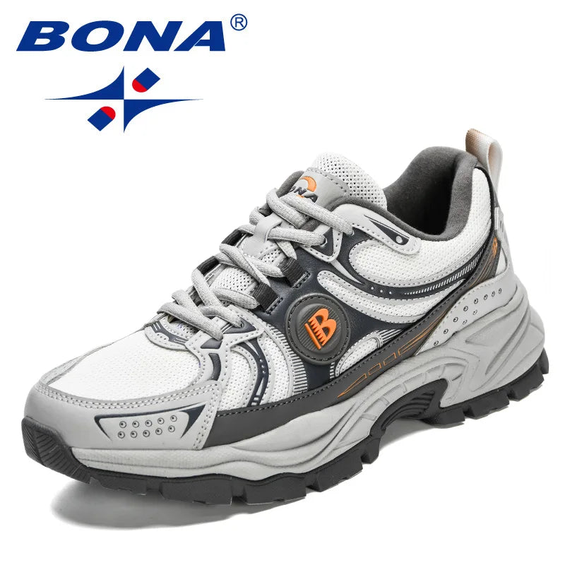 BONA  New Designers Action Leather Mesh Jogging Shoes Men Breathable Running Shoes Walking Sports Sneakers Athletic Trainers