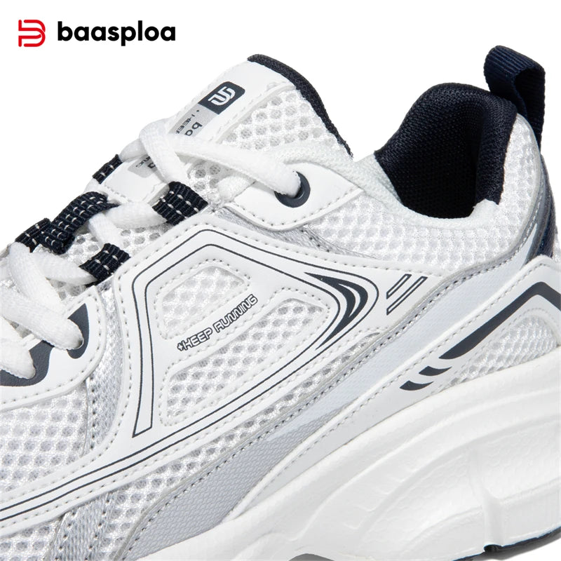 Baasploa Women Sports Shoes Outdoor Breathable Non-slip Jogging Sneakers Female Lightweight Mesh Lace-up Retro Running Shoes