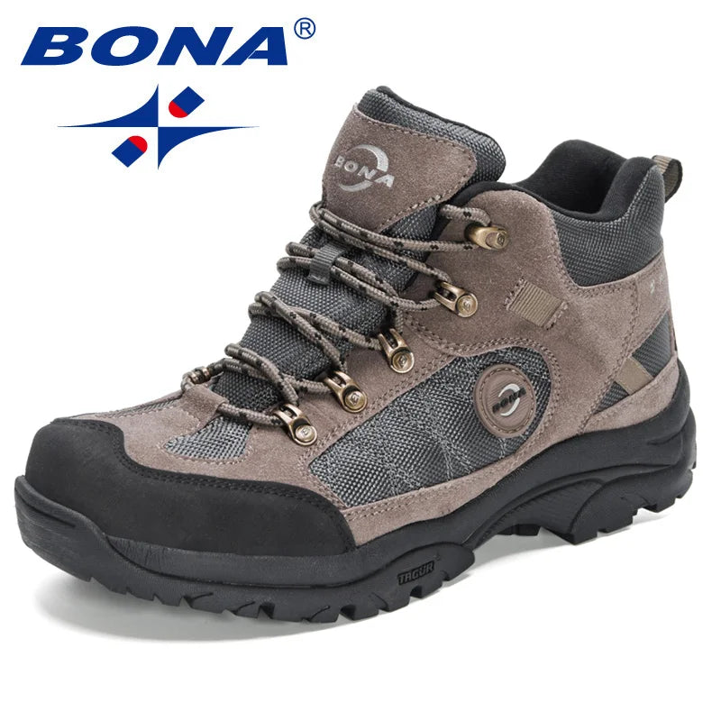 BONA  New Designers Non-slip Wear-resistant Breathable Hiking Shoes Men Lace UpOutdoor High-quality Jogging Walking Shoe