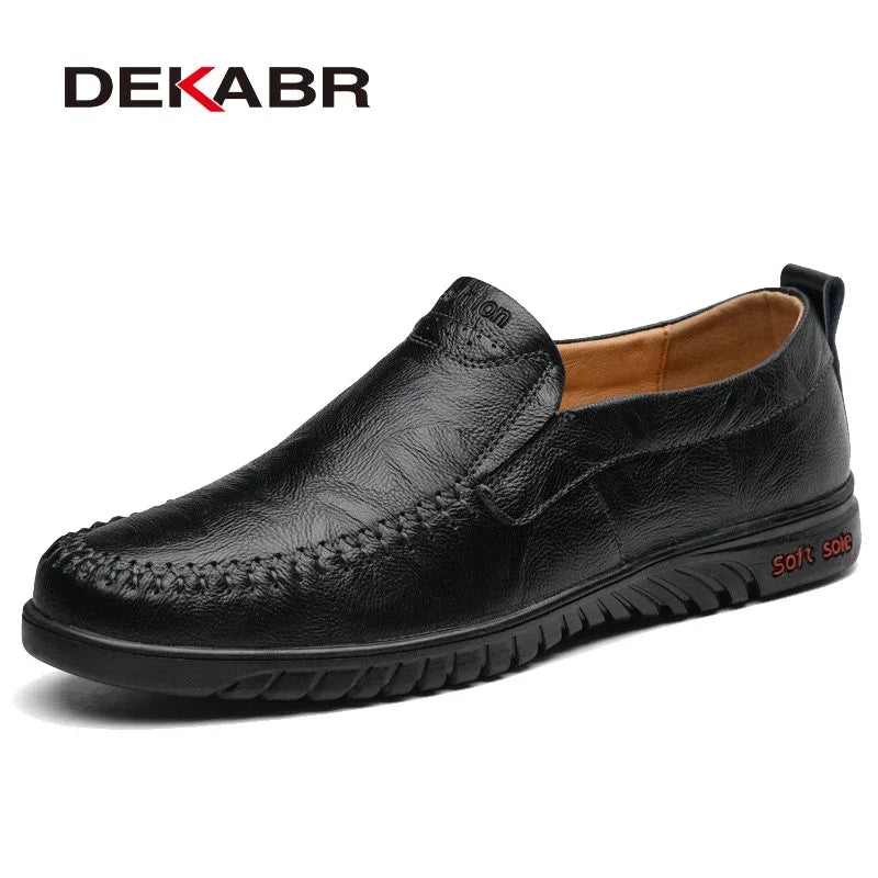 DEKABR Genuine Leather Men's Loafers Luxury Men Casual Shoes Fashion Driving Shoes Breathable Slip on Moccasins Size 37~47