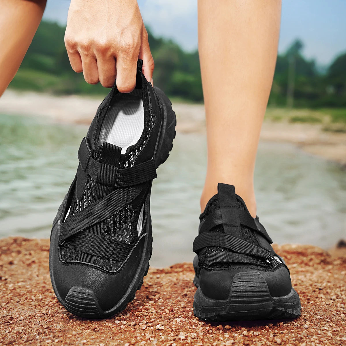 STRONGSHEN Summer Men Casual Shoes Slip on Men Hollow Out Walking Loafers Outdoor Boat Shoes Breathable Sneakers Zapatos Hombre