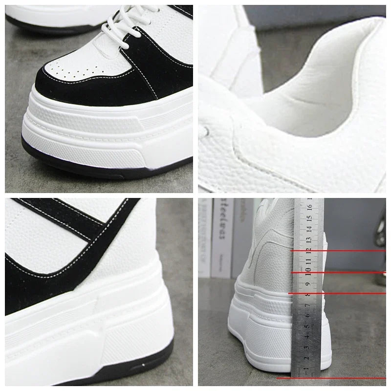 Fujin 8cm 10cm 12cm British Genuine Leather Boots Platform Wedge High Brand Ankle Winter Plush Women Autumn Spring Cowboy Shoes