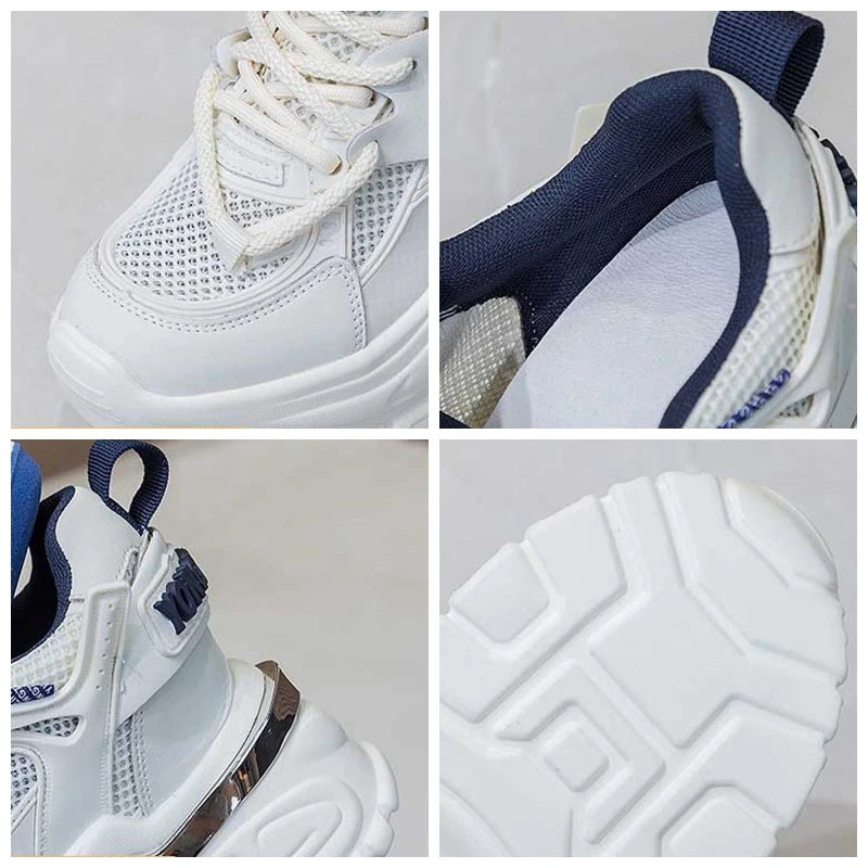 Fujin 10cm Air Mesh Microfiber Leather Summer Platform Wedge Women Casual Shoes Autumn Lady Fashion Shoes Chunky Sneakers Skate