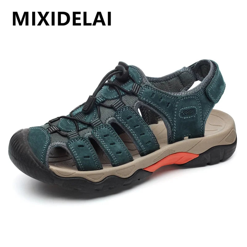 Sandales pour hommes, nouvelles sandales en cuir véritable souple, chaussures pour hommes, grande taille, chaussures d'été pour l'extérieur, sandales de plage confortables, chaussures romaines pour hommes