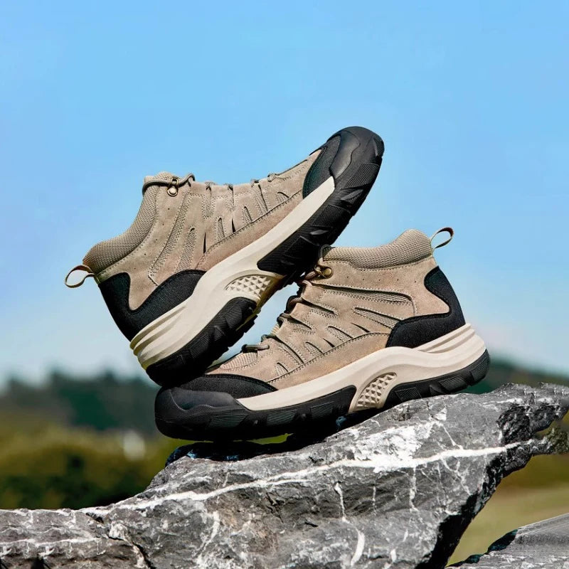 GOLDEN CAMEL Hiking Shoes Thick-Soled Men's Winter Boots Mid-top Trekking Shoes for Men 2024 New Casual Climbing Non-slip